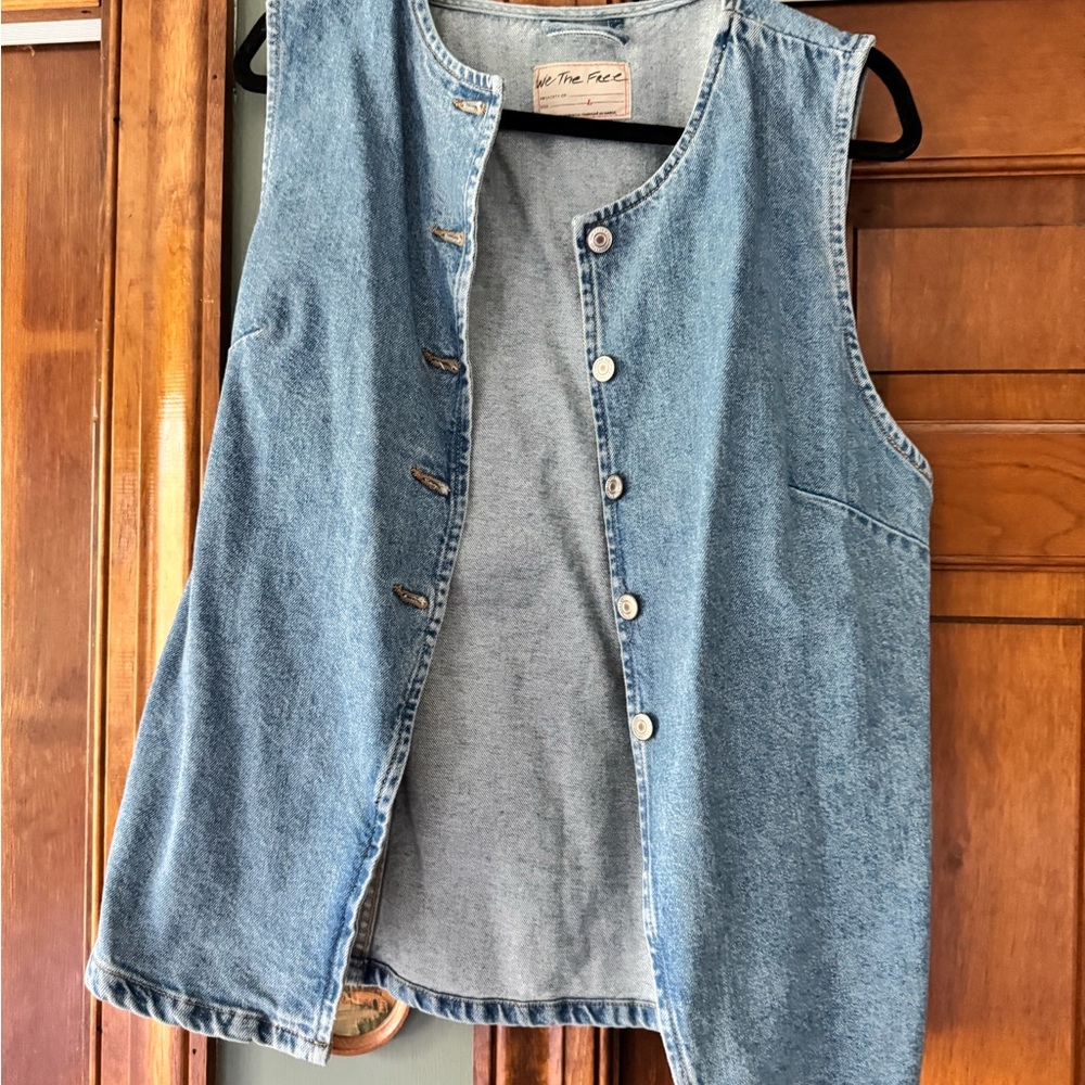 We The Free Washed Light Blue Denim Vest
